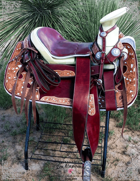 Montura Charra color VINO.  Mexican Charro Saddle
