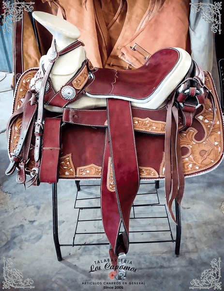 Montura Charra color Guinda. Mexican Charro Saddle